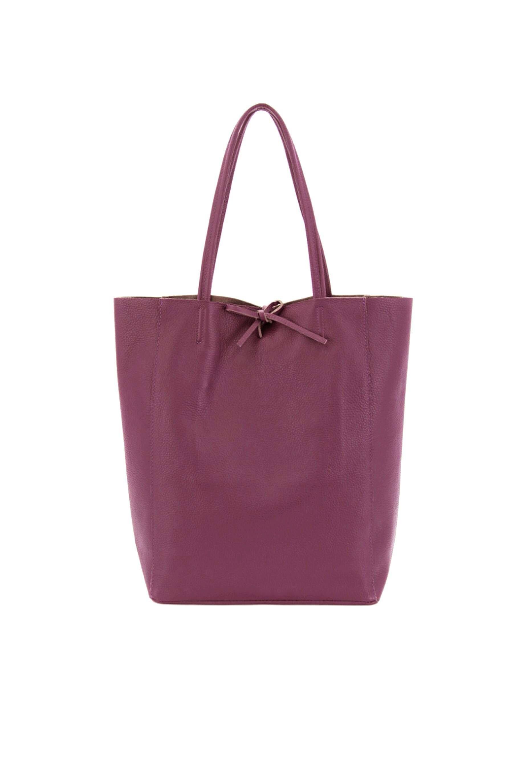 Plum leather tote bag on sale